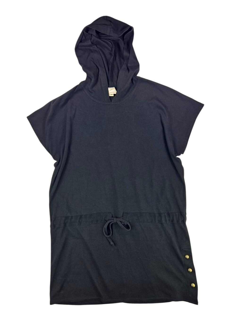 Wear Abouts | Vintage Boxy Black Tunic W/Drawstring & Embellishments | Medium